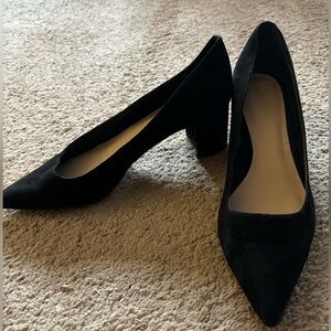 Nine West black suede block heels, size 9.5